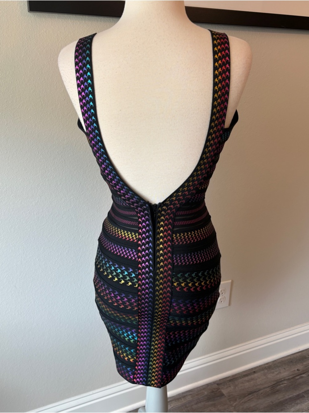 Black Mini Dress with metallic Rainbow - Picture 4 of 14